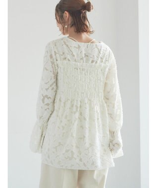 Te chichi 【宮本茉由着用】カットジャガードチュニックブラウス オフホワイト