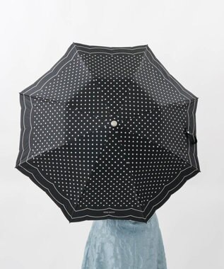 AURORA 【 NINA RICCI（ニナリッチ）】水玉プリント＆ビックスカラップ刺しゅう（折りたたみ傘） ブラック
