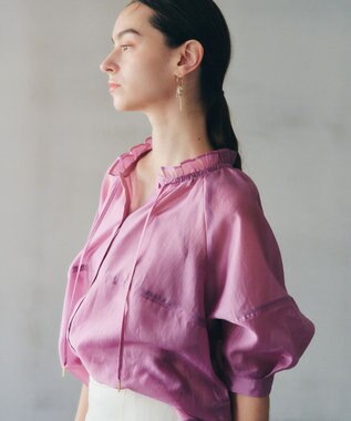 YECCA VECCA バルーンスリーブシアーシャツ Pink