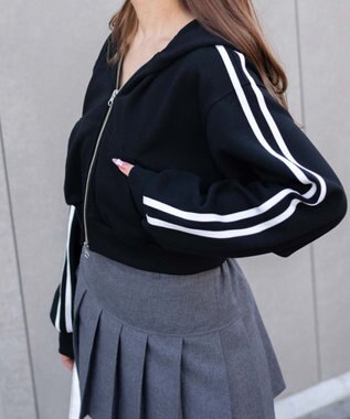 WEGO 【あったか】裏起毛Wジップショートパーカー ブラックその他