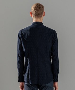 JOSEPH HOMME オーナメントジャガードストレッチ　レギュラーカラーシャツ ネイビー系