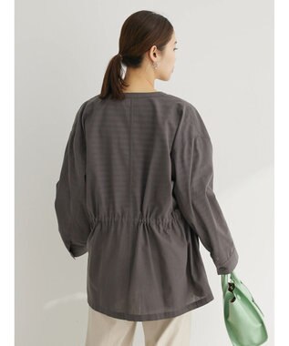 Green Parks 綿麻混ノーカラーブルゾン Gray