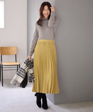 ANY 【洗濯機可】ランダムリブハイネックニット グレー