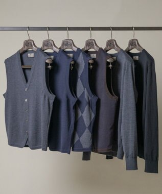 GOTAIRIKU 体温調整に【洗える/チクチクしにくい/ピリングしにくい】イタリア糸 ハイゲージ ベスト_WOOL100% グレー系