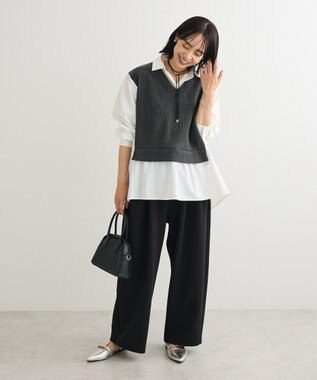 Green Parks カットモールドッキングシャツチュニック Charcoal Gray