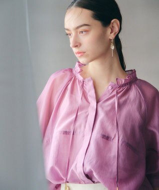 YECCA VECCA バルーンスリーブシアーシャツ Pink