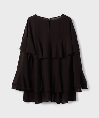 GRACE CONTINENTAL シフォンフリルブラウス ダークブラウン