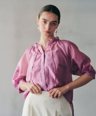 YECCA VECCA バルーンスリーブシアーシャツ Pink