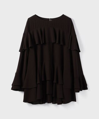 GRACE CONTINENTAL シフォンフリルブラウス ダークブラウン