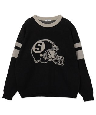 WEGO 【ユニセックス着用ITEM】ジャガードスリーブラインプルオーバー ブラック