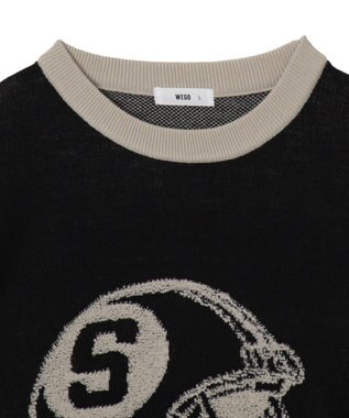 WEGO 【ユニセックス着用ITEM】ジャガードスリーブラインプルオーバー ブラック