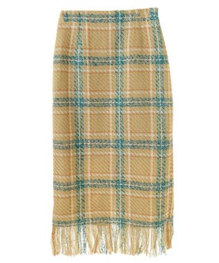 Green Parks ・ＳＵＧＡＲ　ＳＰＯＯＮ　チェックフリンジスカート Beige