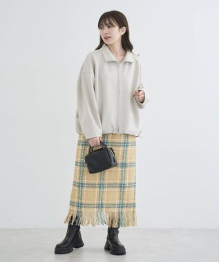 Green Parks ・ＳＵＧＡＲ　ＳＰＯＯＮ　チェックフリンジスカート Beige