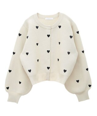 Green Parks ・ｓｗｉｎｇ　ｂｙ　ハート刺繍ニットカーディガン Beige
