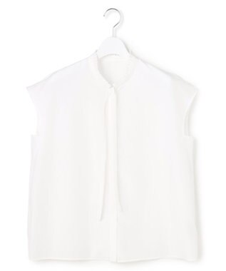 ICB セシェシルキーローン フレンチスリーブボウタイブラウス オフホワイト