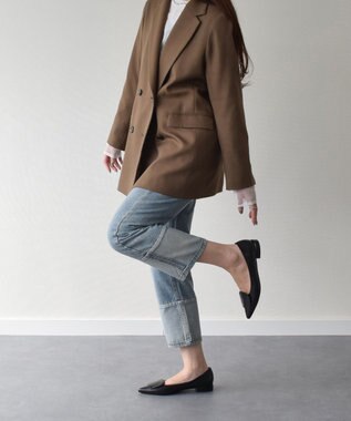 INTER-CHAUSSURES 【FABIO RUSCONI】ローヒールポインテッドトウパンプス ブラック