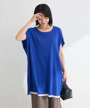 Green Parks 接触冷感ゆったりニットチュニック Blue