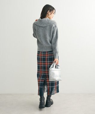 Green Parks ・ＳＵＧＡＲ　ＳＰＯＯＮ　チェックフリンジスカート Navy