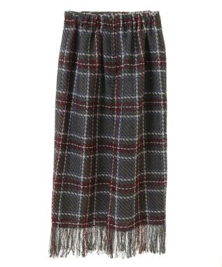 Green Parks ・ＳＵＧＡＲ　ＳＰＯＯＮ　チェックフリンジスカート Gray