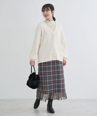 Green Parks ・ＳＵＧＡＲ　ＳＰＯＯＮ　チェックフリンジスカート Gray