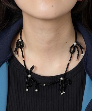 WEGO Lビーズリボンネックレス ブラック