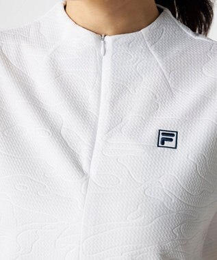 FILA GOLF／marie claire 【FILA GOLF】 チェッカーフラッグ柄エンボス半袖シャツ ホワイト