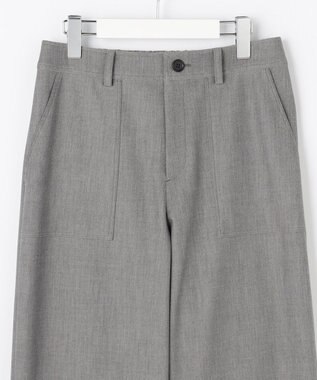 J.PRESS LADIES S シャンブレー2wayストレッチ ワイド ストレート パンツ ライトグレー系