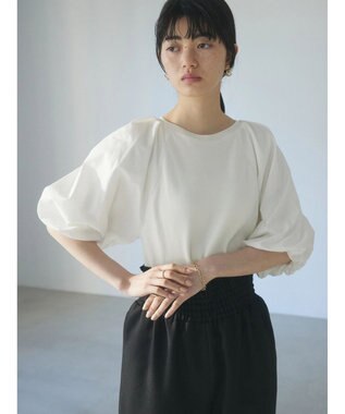 Green Parks armonia．袖布帛ニットプルオーバー