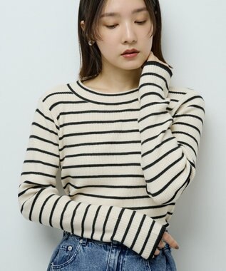 Green Parks ラメライン入りリブニットプルオーバー