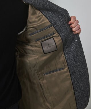 GOTAIRIKU 新色追加【一部ストレッチ】カシミヤブレンド 定番ツイードジャケット(25年モデル) グレー×ヘリンボーン