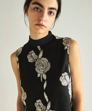 GRACE CONTINENTAL ハイネック刺繍ワンピース ブラック