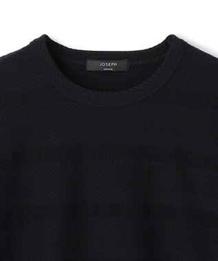 JOSEPH HOMME 【新柄 / 新素材】ジャガードボーダー　クルーネックTシャツ ブラック系