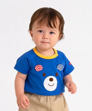MIKI HOUSE HOT BISCUITS 【70-110cm】 顔ドン ラグラン半袖Tシャツ