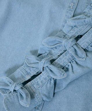 FORFORMO Ribbon Sleeve Denim Shirt リボンスリーブデニムシャツ ブルー