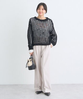 earth music&ecology チュールヤーンメッシュニットプルオーバー Black