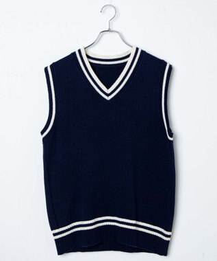 WEGO 【SCHOOLITEM】ラインスクールニットベスト ネイビー