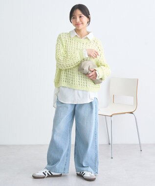 earth music&ecology チュールヤーンメッシュニットプルオーバー Light Yellow