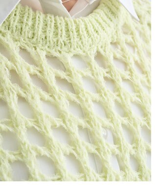 earth music&ecology チュールヤーンメッシュニットプルオーバー Light Yellow