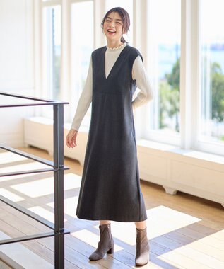 ANY 【洗濯機可】ライトツイードジャンスカ チャコール