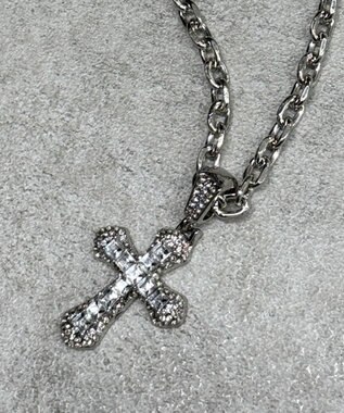 WEGO Lクロスビジューネックレス シルバー