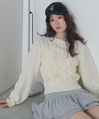 WEGO チュールリボンケーブルニット