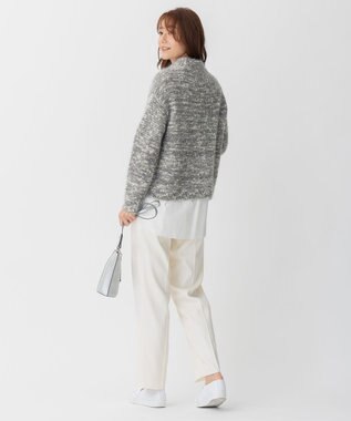 自由区 カラーミックスツイード クロップドニット ライトグレー系8