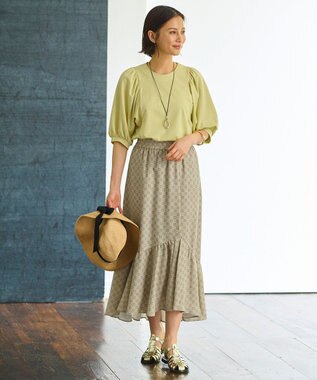 自由区 【洗える・XSサイズあり】ハイツイストポンチボリューム袖 カットソー イエロー系