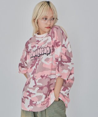 WEGO 【ユニセックス着用ITEM/MLサイズ展開】カモフラグラフィックT（SS） ピンク