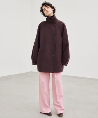 BEIGE， GABELLE / ミドル丈スタンドカラーウールコート Bordeaux