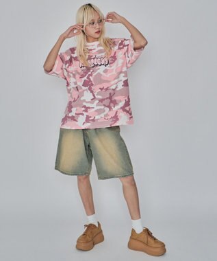 WEGO 【ユニセックス着用ITEM/MLサイズ展開】カモフラグラフィックT（SS） ピンク