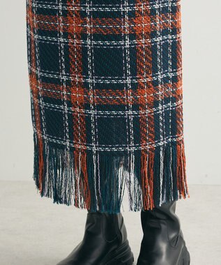 Green Parks ・ＳＵＧＡＲ　ＳＰＯＯＮ　チェックフリンジスカート Navy