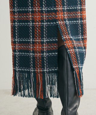 Green Parks ・ＳＵＧＡＲ　ＳＰＯＯＮ　チェックフリンジスカート Navy