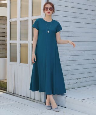 Tiaclasse 【接触冷感・洗える】イージーカットソーロングワンピース ブルー