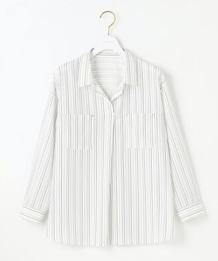 ANY SIS 【洗える】トロミシャツカラー ブラウス ピンクストライプ